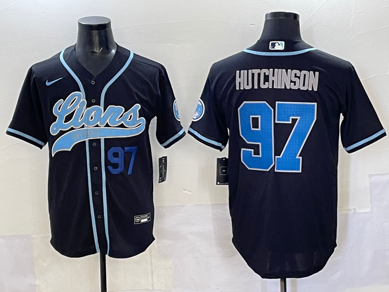 Men 2025 Detroit Lions #97 Hutchinson Black joint name 2025 Nike Limited NFL Jersey style 006